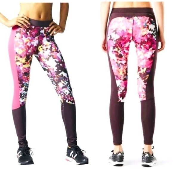 Adidas TECHFIT Floral Long Tights In Pink S NWOT - Picture 1 of 11
